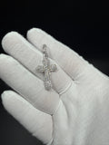 1.75" Silver 1ctw VS/VVS Lab Diamond Bezeled Cross 6.6mm Bail 3.6g