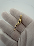 1.75" 14K Yellow Gold Italian Horn 4.5mm Bail 7.2g