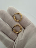 20mm x 3mm 14K Yellow Gold Fancy Hoops 1.8g