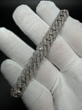 8" Silver 9ctw VS/VVS Lab Diamond Cuban 10mm 38.8g