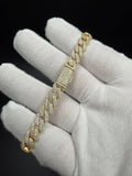 8mm Moissanite Cuban Bracelet, 4.9ctw D VVS1, GRA Certified, Gold Over 925 Silver, 8" (23.1g)