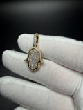 1.25" 10k Yellow Gold 2/3ctw VS/VVS Lab Diamond Hamsa 6.3mm Bail 2.6g
