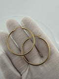 40mm x 2mm 14K Yellow Gold Hoops 2.1g
