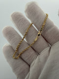 7" 10K Yellow Gold Rope Bracelet 2.5mm 3.1g