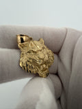 1.5" 14K Yellow Gold Tiger Pendant 7mm Bail 4.9g