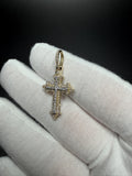 1.25" 10k Yellow Gold 1/2ctw VS/VVS Lab Diamond Budded Cross 6mm Bail 1.7g