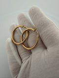 30mm x 3mm 14K Yellow Gold Hoops 3.05g