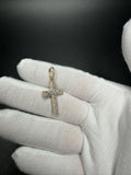 1.25" 10k Yellow Gold .6ctw VS/VVS Lab Diamond Latin Cross 6mm Bail 1.9g