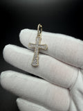 1.5" 10k Yellow Gold 3/4ctw VS/VVS Lab Diamond Flared Cross 6.8mm Bail 1.95g