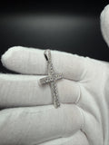 1.75" Silver 1.5ctw VS/VVS Lab Diamond Straight Edge Cross 5.3mm Bail 3.55g