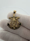 1.5" 14K Yellow Gold Nugget Style Mariner Cross 5.1mm Bail 3.12g