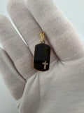 1.25" 14K Yellow Gold Dog Tag with Cross Cutout 3.1mm Bail 1.9g