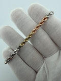 7.5" 14k Gold Tri-Color Rope 4.5mm 13.6g