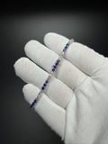 7" Silver 3ctw Lab Diamond & Sapphire Alternating Tennis Bracelet 3mm 7.0g
