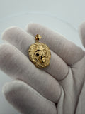 1.25" 14K Yellow Gold Lion Pendant 5.2mm Bail 3.41g