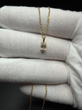 18" Gold over Silver Chain 1/2ct Emerald Lab Diamond Solitaire Pendant 1.5g