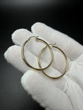 35mm x 2mm 14K Yellow Gold Hoops 1.81g