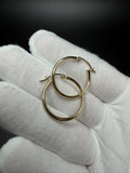 25mm x 2mm 14K Yellow Gold Hoops 1.6g
