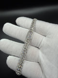 8" Silver Cuban 6ctw VS/VVS Lab Diamonds 8mm 21.3g