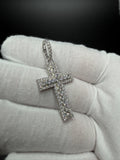 1.75" Silver 2.0ctw VS/VVS Lab Diamond Classic Latin Cross 7.5mm Bail 4.1g