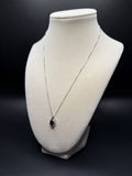 18" Silver Box Chain & 1ctw Lab Sapphire Pendant with Natural Diamond Accents 2.9g
