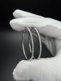 40mm Silver Oval Shape .75ctw VS/VVS Lab Diamond Hoops 5.0g