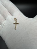 1" 14K Yellow Gold Round Cross 4mm Bail 0.84g