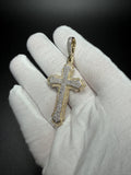 2.5" 10K Yellow Gold Gothic Cross 1 1/3ctw Natural Diamond Pendant 6.6mm Bail 8.1g