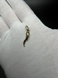 1" 14K Yellow Gold Italian Horn 3.5mm Bail 0.64g