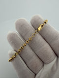 7" 14K Yellow Gold Dia Cut Moon Bead 4mm 8.3g