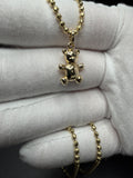 1" 14k Yellow Gold Teddy Bear Pendant 3.5mm Bail 1.41g