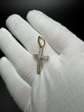 1.5" 10k Yellow Gold Latin Cross 1/3ctw Natural Diamond Pendant 5.6mm Bail 1.5g