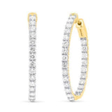 2.00ctw lab grown diamond 1 inch oval inside-out hoop earrings in 14K yellow gold, view 2 - Ott Family Jewelry