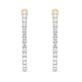 2.00ctw lab grown diamond 1 inch oval inside-out hoop earrings in 14K yellow gold, view 3 - Ott Family Jewelry