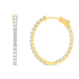 2.00ctw lab grown diamond 1 inch oval inside-out hoop earrings in 14K yellow gold - Ott Family Jewelry