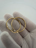 35mm 14K Yellow Gold Fancy Diamond Cut Hoops 1.7g