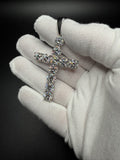 3" Silver 35ctw+ D VVS1 Moissanite 11 Stone Cross 8.4mm x 15mm Bail 16.4g
