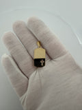 1.25" 14K Yellow Gold Dog Tag with Cross Cutout 3.1mm Bail 1.9g