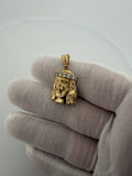 1.25" 14K Yellow Gold Jesus with CZ 4.7mm Bail 4.5g
