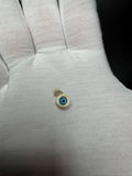 1/2" 14K Yellow Gold Round Evil Eye Pendant 4mm Bail 0.6g