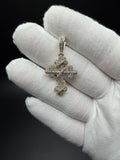 1.5" 10K Yellow Gold Diamond Fleur-de-Lis Cross Pendant 3/4ctw Natural Diamonds 5.5mm Bail 3.6g