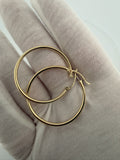 35mm x 2mm 14K Yellow Gold Hoops 2.51g