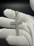 2.5" Silver 1.75ctw VS/VVS Lab Diamond Halo Cluster Cross 8mm Bail 7.9g