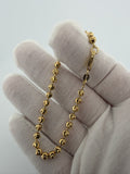 7" 14K Yellow Gold Dia Cut Moon Bead 4mm 8.3g