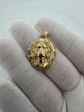 1.25" 14K Yellow Gold Lion Pendant 5.2mm Bail 3.41g