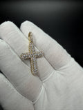 1.75" 10k Yellow Gold 2ctw VS/VVS Lab Diamond Rounded Edge Cross 7mm Bail 5.0g