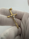2.25" 14K Two-Tone Crucifix 5mm Bail 2.0g