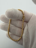 7.5 inch 3mm diamond cut moon bead bracelet in 10K yellow gold, 3.4g, view 4 - Ott Family Jewelry