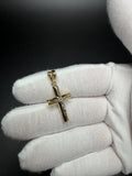 1.25" 14K two-tone gold square cross / crucifix pendant, 1.4g – Ott Family Jewelry (4)