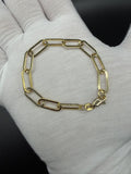 7" 14k Yellow Gold Paperclip Bracelet 7mm 3.51g
